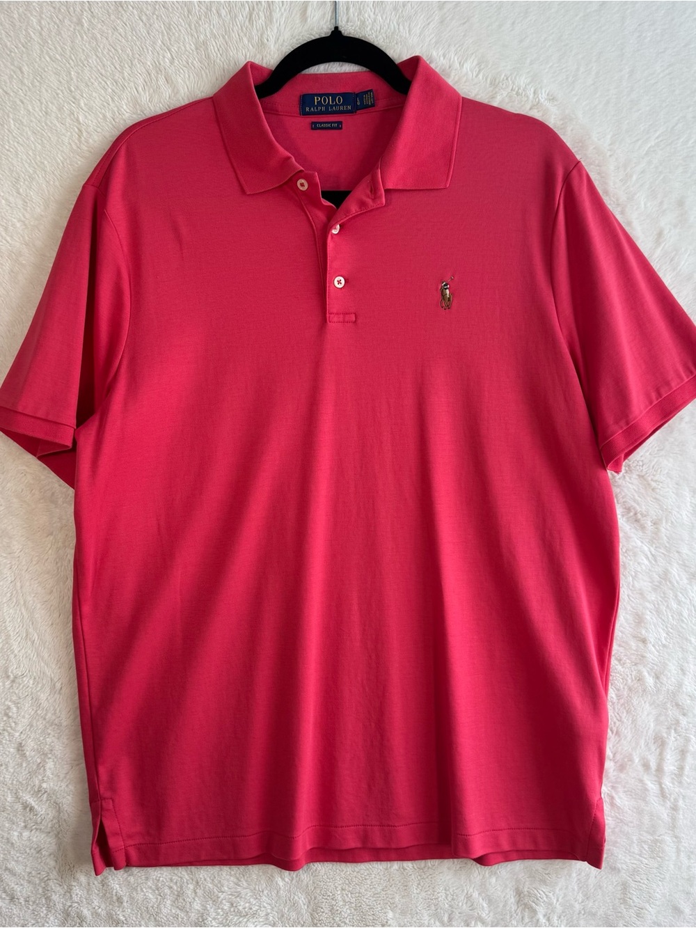 Polo Ralph Lauren Shirt Men’s Large Pink Cotton Classic Fit Flesh Pony Casual